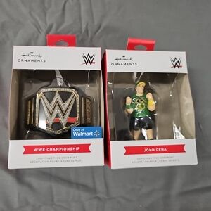 Lot of 2 Hallmark WWE Christmas Ornaments John Cena WWE Championship Belt NEW